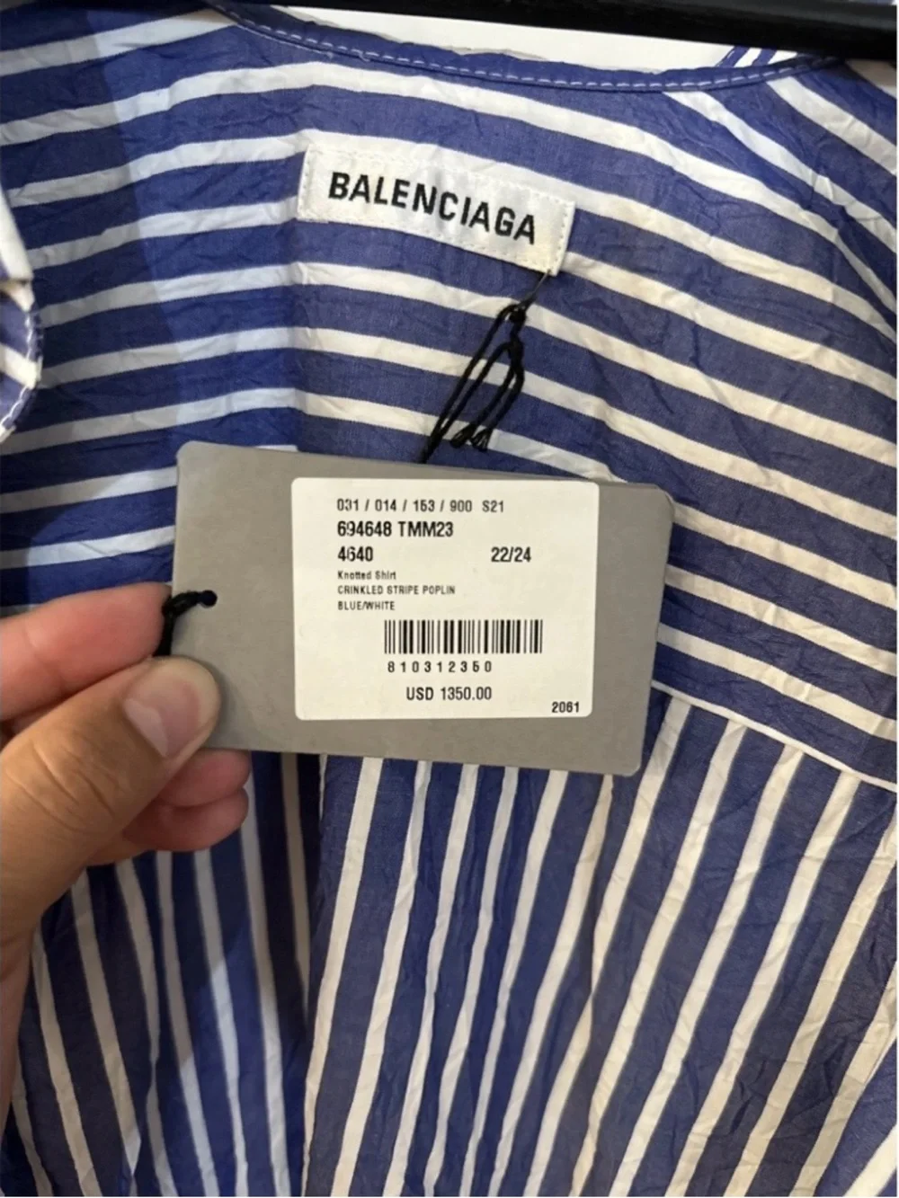 NWT Balenciaga Unisex Oversized Stripped Poplin Shirt Runway Size 3 $1,350 Auth - Picture 9 of 12